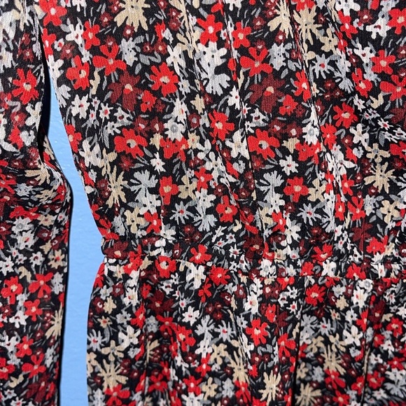 LOFT Sheer Overlay Ruffle Flowy Floral Dress - size XS - NWT. H - Picture 3 of 8